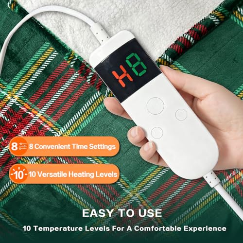 Heated Throw Blanket, Soft Flannel 50"x60" with 10 Heating Levels