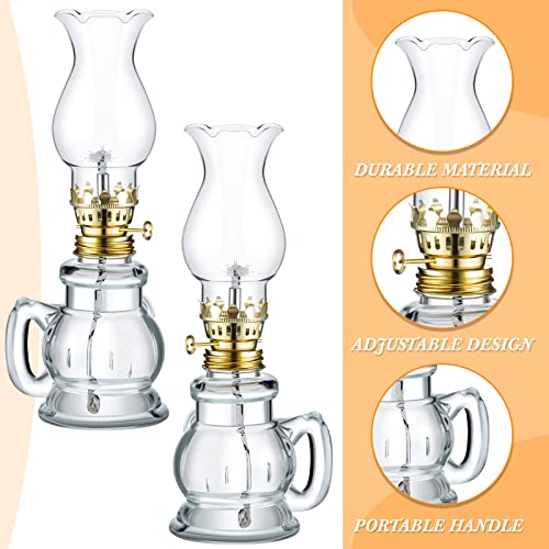 Vintage Glass Kerosene Oil Lamps - 6 Pack Clear Hurricane Lanterns with Wick