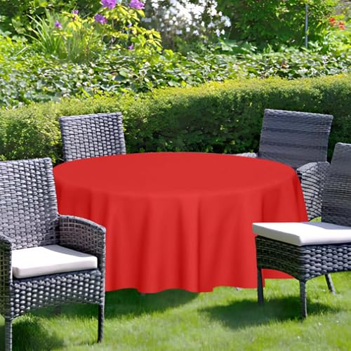 2 Pack Red Round Plastic Tablecloths 84x84 Inch for Parties & Events