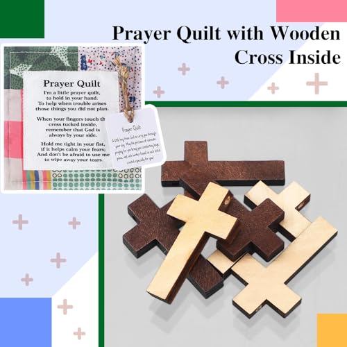 Mini Prayer Quilt Squares with Cross - Set of 6, Handmade Christian Gifts