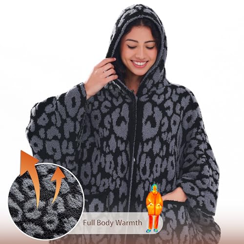 Wearable Blanket Hoodie for Adults, Oversized Soft Warm Fleece Cloak