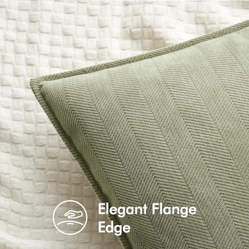 MIULEE Sage Green Chenille Decorative Throw Pillow Covers 20x20 - Set of 2