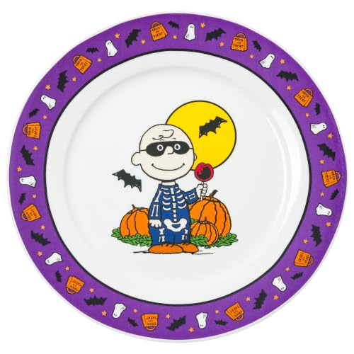Multicolor Halloween Peanuts Ceramic Plate Set - 4 Pack, 8 Inch