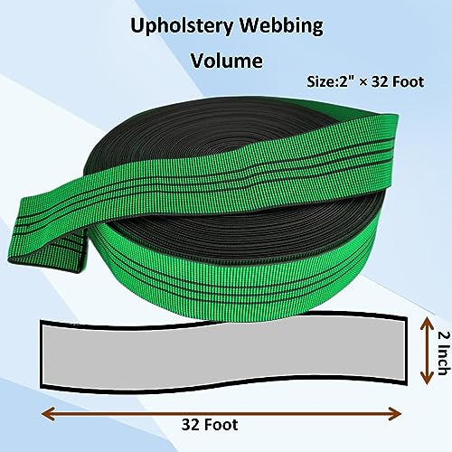 Elastic Upholstery Webbing Strap for Furniture Repair, 2-inch x 32-foot