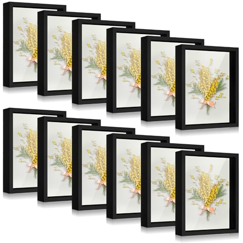 5x7 Inch Shadow Box Picture Frames - Black Display Cases, Set of 12