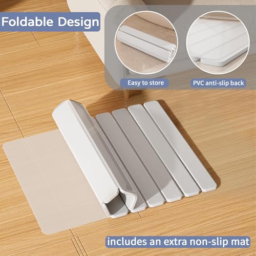 Foldable Diatomaceous Earth Stone Bath Mat Quick Dry Non Slip White 23.5x15.4in