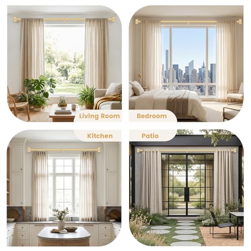Wrap Around Blackout Curtain Rod - 1" Heavy Duty Adjustable 66-120", Gold