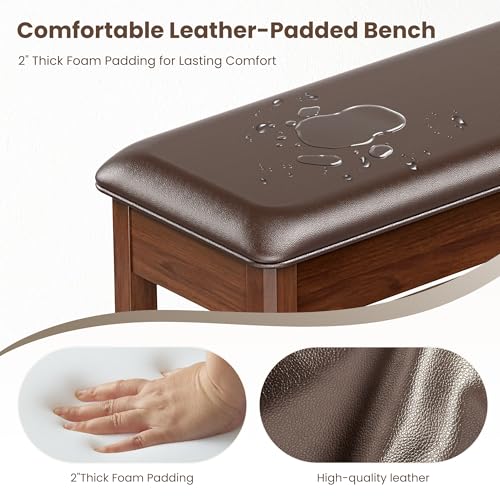 Solid Wood Shoe Bench with Hidden Storage and Adjustable Shelves, Walnut