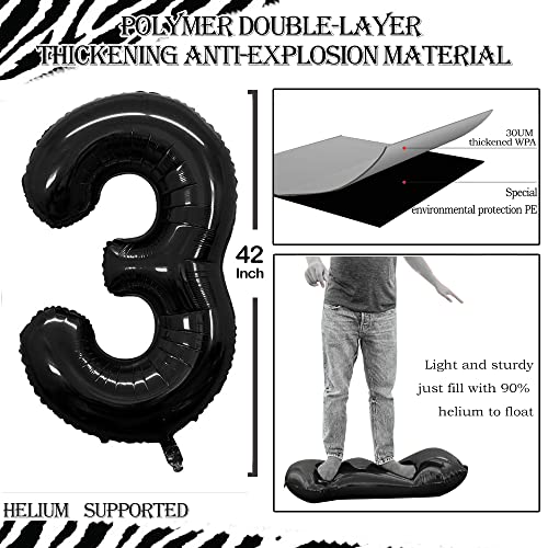 GOER 42-Inch Black Number 30 Foil Balloon for 30th Birthday Party