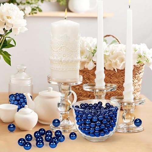 Navy Blue Vase Filler Pearl Beads - 8mm No Hole Faux Pearls (1400 Pcs)