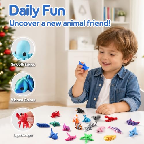 24-Day Christmas Advent Calendar with 3D Printed Sea Animal Fidget Toys