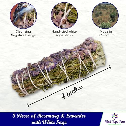 Sage Smudge Sticks Set - White Sage, Rosemary & Lavender, 3 Pack