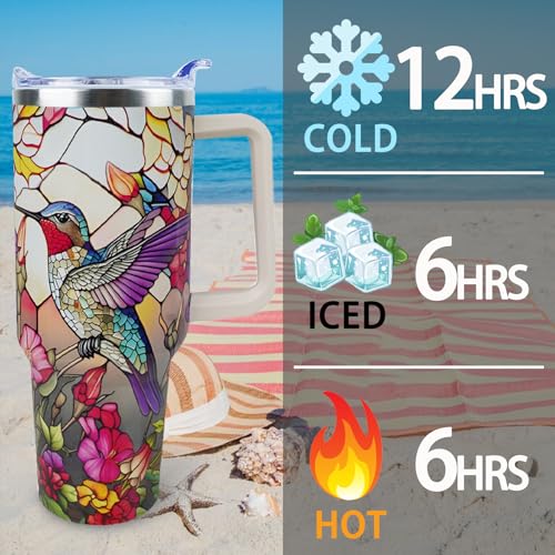 XAIVEZL Hummingbird Gifts 40 oz Tumbler with Handle, Straw & Leak Proof Lid – Unique Bird Design
