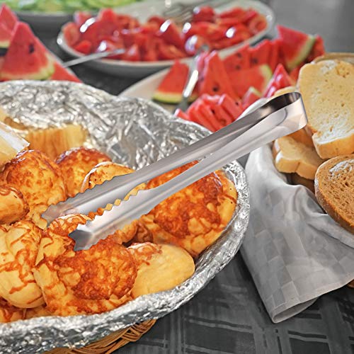 10-Piece Stainless Steel Ice Tongs with Sawtooth Grip - 7.5 Inch Bar & Restaurant Serving Tongs