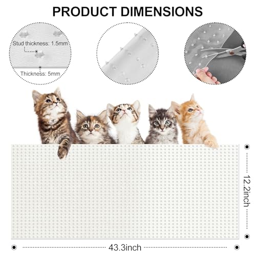 Clear Cat Scratch Carpet Protector for Doorway - 12.2 x 43.3 Inch Plastic Mat