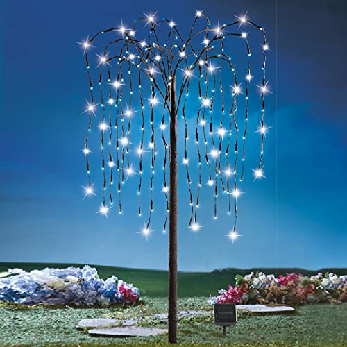 Solar Willow Tree with 200 LEDs - White/Purple/Multicolor Lights, 4.5 ft