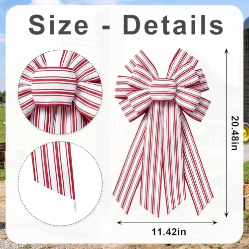 Habbiful Style B Large Candy Cane Christmas Bow for Wreath & Tree Topper