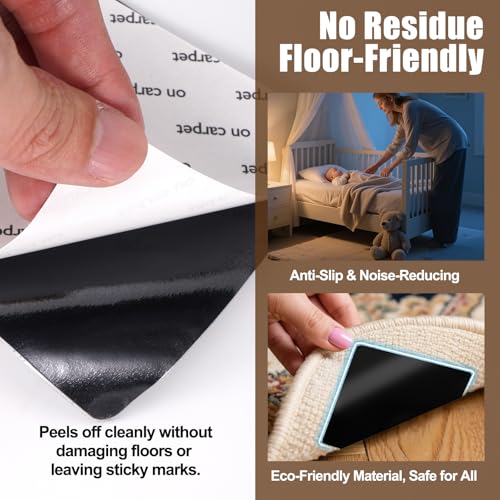 12-Piece Anti-Slip Rug Grippers for Hardwood Floors – Washable Carpet Pads