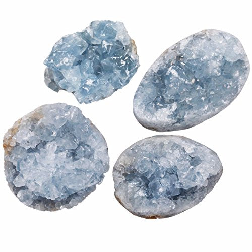 Natural Raw Blue Celestite Crystal Cluster Geode Specimen (160-220g)