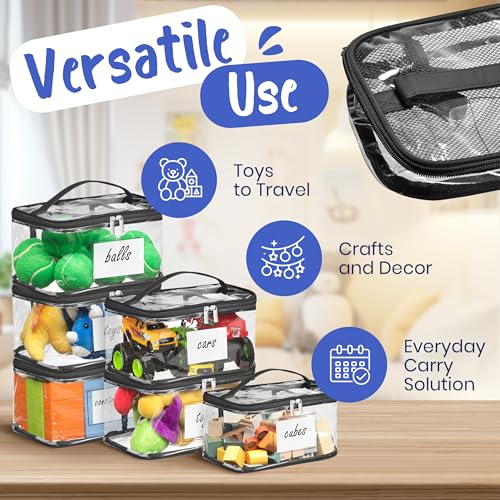 Clear Zippered Storage Bags - 6 Pack Durable PVC Toy & Puzzle Organizers