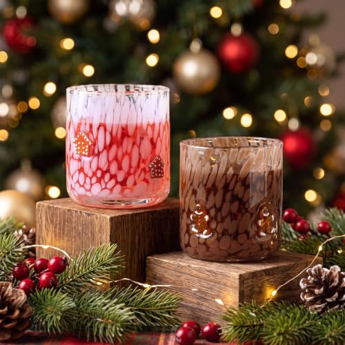 LemonRoad 2 Pack Christmas Gingerbread Icon Glass Cups 16oz - Man & House Variations