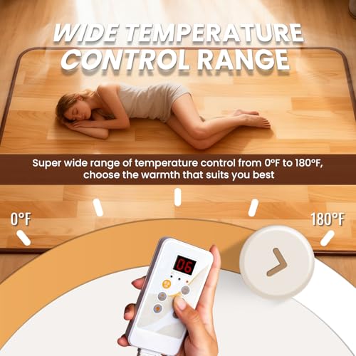 Heated Floor Mat 20x59 in Wood Texture Electric Carpet with 60 Temp Levels