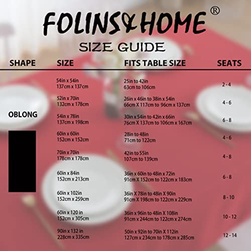 FOLINS&HOME Red Rectangle Tablecloth 90 x 132 Inch Waterproof Heavyweight Polyester