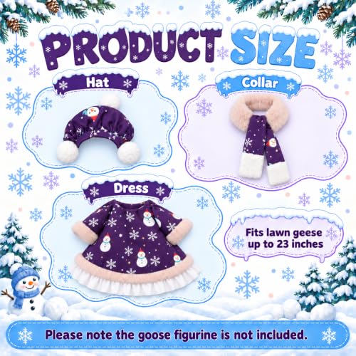 Bigwish Winter Snowmen Porch Goose Outfit for 23" Holiday Decor, Christmas Snowflake Costume