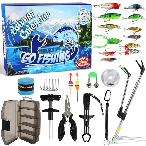 Fishing Advent Calendar 2026 with 24 Tackle Accessories & Lures for Men & Kids