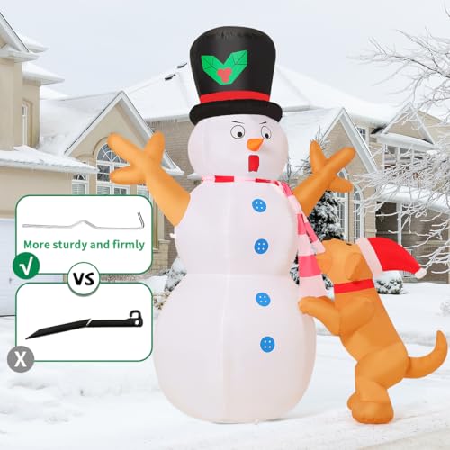6 ft Christmas Inflatable Snowman & Dog with LED Lights — Outdoor Yard Decor