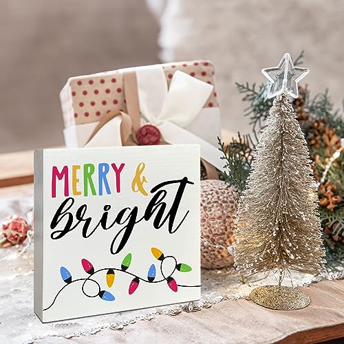 RJYMK A10 Christmas Wooden Table Sign Holiday Decor 5x5 Inches