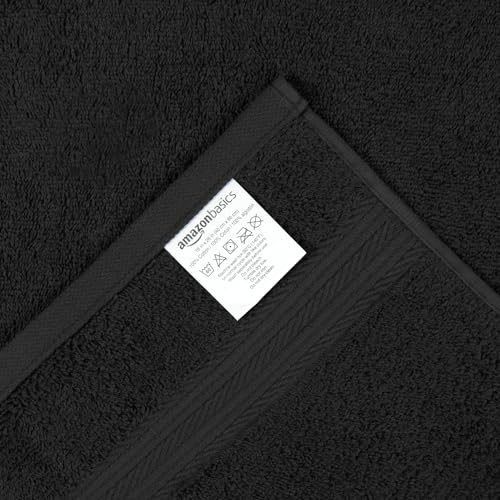 Black Cotton Washcloths for Face & Body, 16x26 Inches, Pack of 6 - Classic / Hand Towel