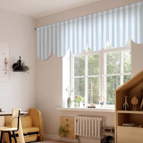 8-Pack Blue Striped Classroom Curtains 32" x 24" Coastal Window Drapes