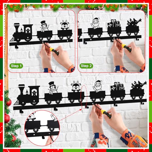 33-Inch Metal Christmas Stocking Holder with 5 Hooks for Fireplace Mantel