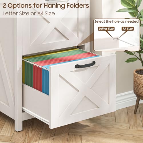 2-Drawer Farmhouse File Cabinet with Wooden Top for Home Office