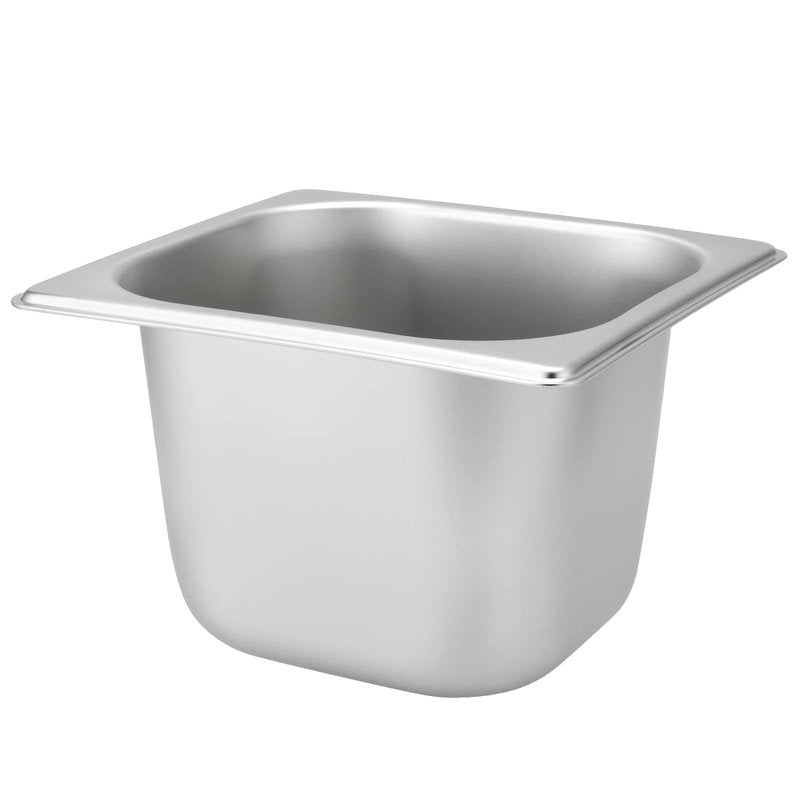 JAPCHET 6 Pack Stainless Steel Steam Pan 1/6 Size, Anti-Jam Steam Table Pan, Hotel Pans 1/6 Restaurant Buffet Trays, Prep Table Containers Metal for Catering, 4 Inch Deep