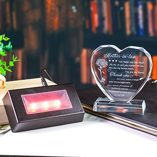 Movdyka LED Mother-in-Law Glass Keepsake - Unique Birthday Gift from Daughter in Law (LED-Mother in law)