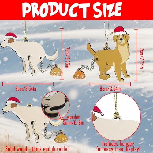 Gadluckki 2-Pack Funny Christmas Ornaments Labrador & Retriever Dog Gifts