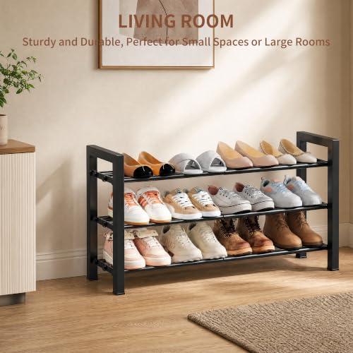 3-Tier Expandable Metal Shoe Rack - Adjustable Free Standing Organizer