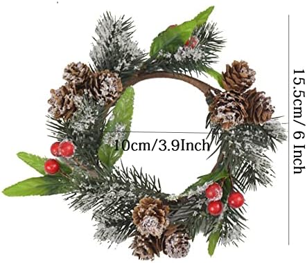 Regine Switzerland Christmas Candle Rings - Artificial Red Berries & Pinecones Decor | Set of 4, Red