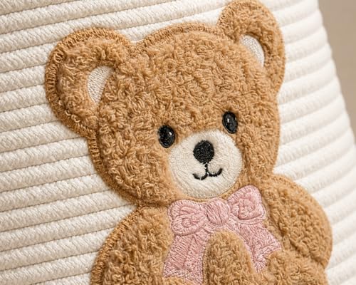 Large Teddy Bear Cotton Rope Nursery Storage Basket - 15.7" x 17"