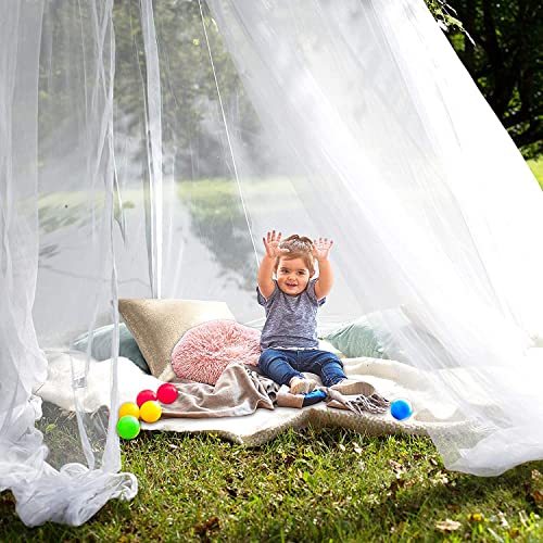 Hanging Bed Mosquito Net Canopy with Lace Detail - Fits Single to King Beds