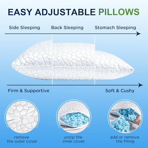 SUPA MODERN Cooling Shredded Memory Foam Pillows, Queen Size (Set of 2)