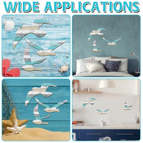 3-Piece Wood Seagull Wall Art Set, Coastal Nautical Beach Home Decor