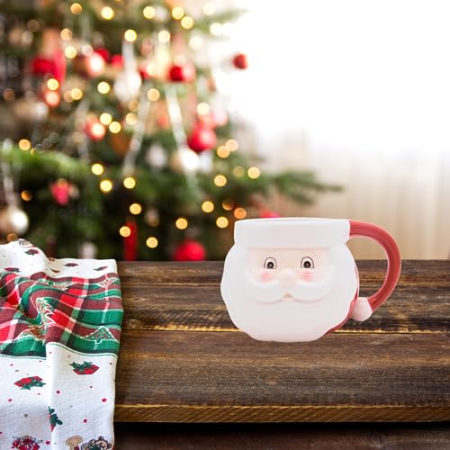 Santa Claus Face Mug - Festive Christmas Ceramic Drinkware, 3.75 Inches