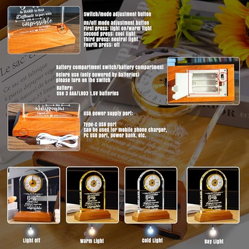 80th Birthday Glass Desk Clock with LED Wooden Light Base
