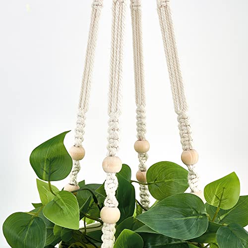 Artificial Hanging Pothos Plant with Macrame Hanger & Pot for Indoor Decor