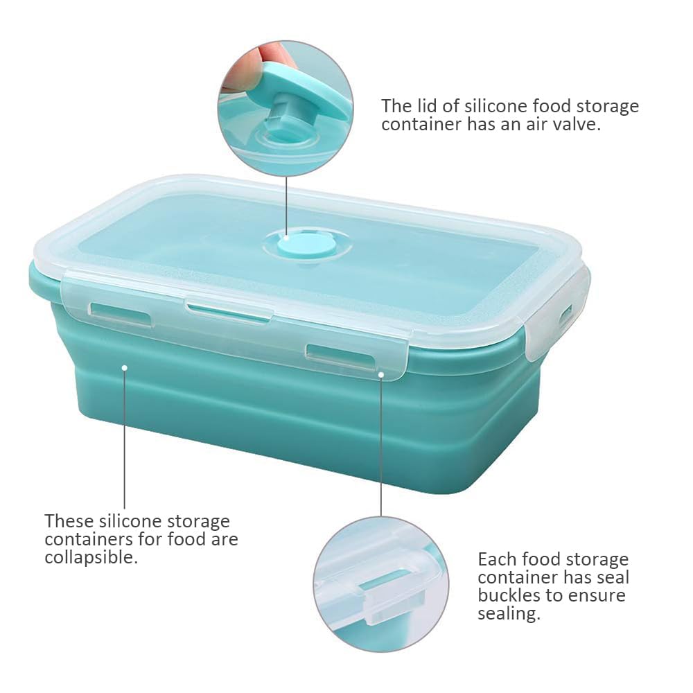 Alimat PluS Silicone Food Storage Containers with Lids, 3 Pack Set 40.5oz(1200ml) Collapsible Meal Prep Lunch Containers, Microwave, Freezer and Dishwasher Safe
