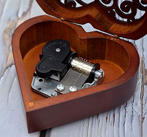 Heart-Shaped Wooden Music Box - Plays You Are My Sunshine