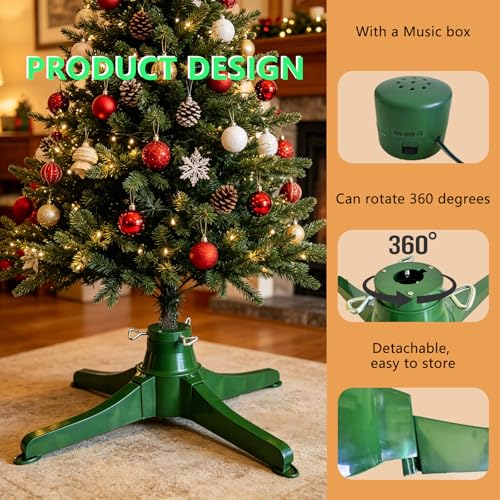 Rotating Christmas Tree Stand with Music Box for Trees Up to 7.5ft (70 lbs)